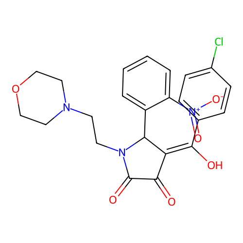 (4Z)-4-[(4-chlorophenyl)-hydroxymethylidene]-1-(2-morpholin-4-ylethyl)-5-(2-nitrophenyl)pyrrolidine-2,3-dione structure