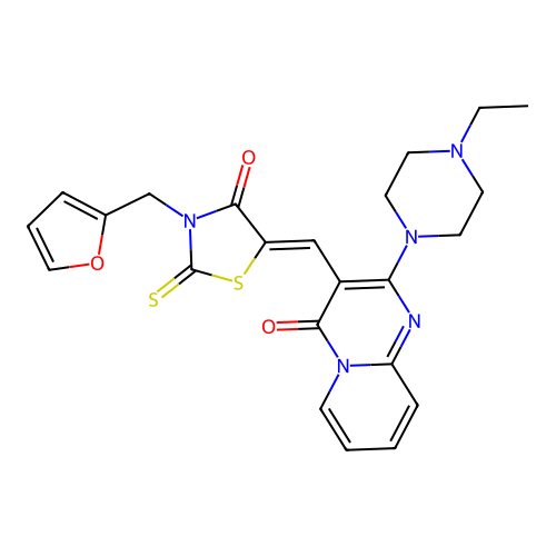 2-(4-ETHYL-1-PIPERAZINYL)-3-{(Z)-[3-(2-FURYLMETHYL)-4-OXO-2-THIOXO-1,3-THIAZOLIDIN-5-YLIDENE]METHYL}-4H-PYRIDO[1,2-A]PYRIMIDIN-4-ONE structure