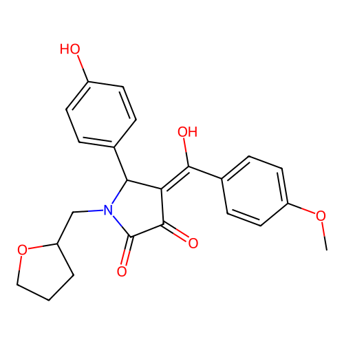 (4E)-4-[hydroxy(4-methoxyphenyl)methylidene]-5-(4-hydroxyphenyl)-1-(tetrahydrofuran-2-ylmethyl)pyrrolidine-2,3-dione structure
