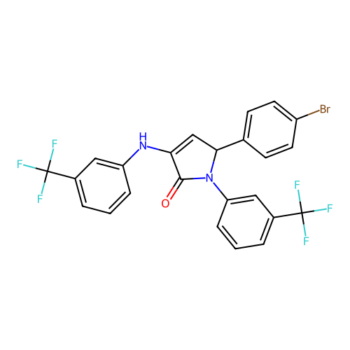 2-(4-bromophenyl)-4-[3-(trifluoromethyl)anilino]-1-[3-(trifluoromethyl)phenyl]-2H-pyrrol-5-one structure