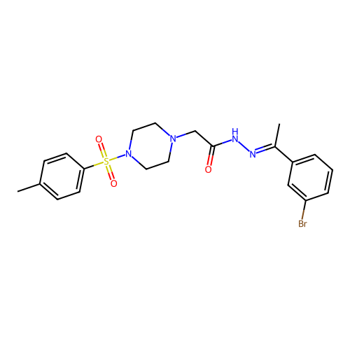 N'-[(1E)-1-(3-bromophenyl)ethylidene]-2-{4-[(4-methylphenyl)sulfonyl]piperazin-1-yl}acetohydrazide structure