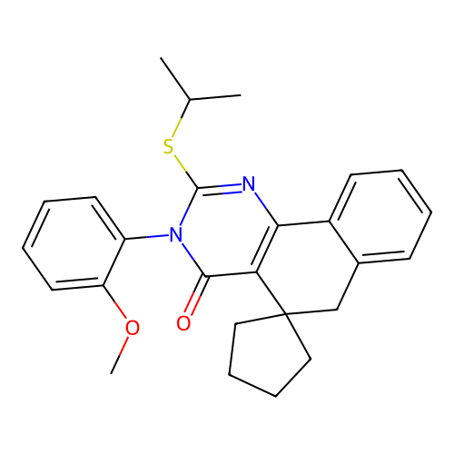 2-(isopropylthio)-3-(2-methoxyphenyl)-3H-spiro[benzo[h]quinazoline-5,1'-cyclopentan]-4(6H)-one structure
