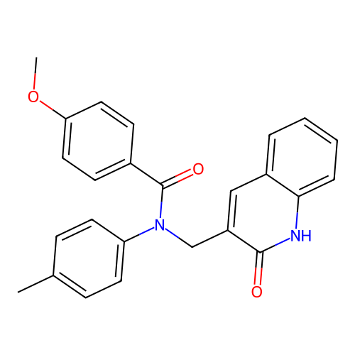 4-methoxy-N-(4-methylphenyl)-N-[(2-oxo-1H-quinolin-3-yl)methyl]benzamide structure