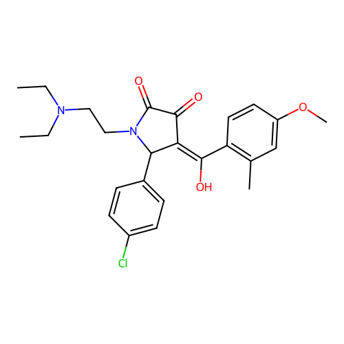 (4E)-5-(4-chlorophenyl)-1-(2-diethylaminoethyl)-4-[hydroxy-(4-methoxy-2-methylphenyl)methylidene]pyrrolidine-2,3-dione structure