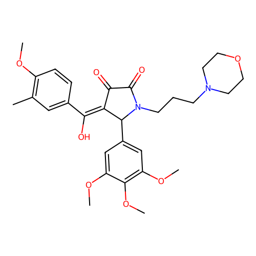 (4E)-4-[hydroxy-(4-methoxy-3-methylphenyl)methylidene]-1-(3-morpholin-4-ylpropyl)-5-(3,4,5-trimethoxyphenyl)pyrrolidine-2,3-dione structure