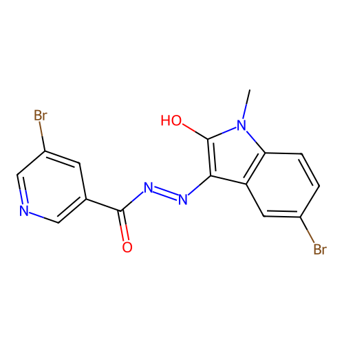 (Z)-5-bromo-N'-(5-bromo-1-methyl-2-oxoindolin-3-ylidene)nicotinohydrazide structure
