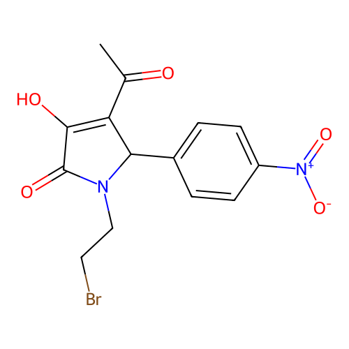 3-acetyl-1-(2-bromoethyl)-4-hydroxy-2-(4-nitrophenyl)-2H-pyrrol-5-one structure