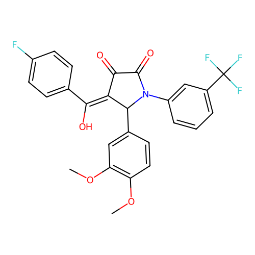 (4E)-5-(3,4-dimethoxyphenyl)-4-[(4-fluorophenyl)-hydroxymethylidene]-1-[3-(trifluoromethyl)phenyl]pyrrolidine-2,3-dione structure