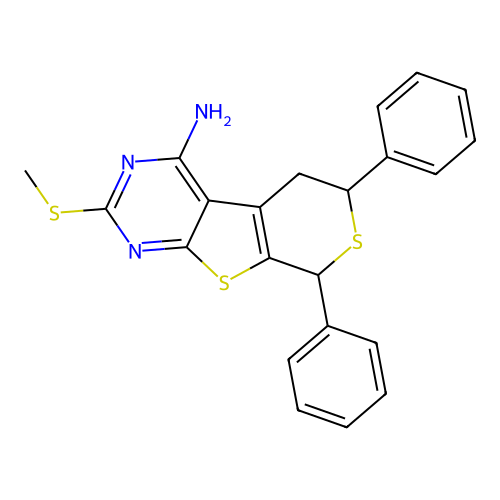 2-(methylsulfanyl)-6,8-diphenyl-5,8-dihydro-6H-thiopyrano[4',3':4,5]thieno[2,3-d]pyrimidin-4-amine structure