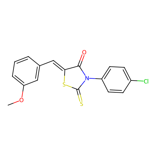 (Z)-3-(4-chlorophenyl)-5-(3-methoxybenzylidene)-2-thioxothiazolidin-4-one structure
