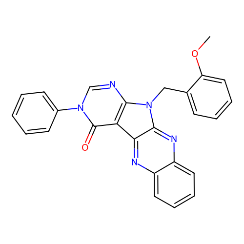 11-(2-methoxybenzyl)-3-phenyl-3H-pyrimido[5',4':4,5]pyrrolo[2,3-b]quinoxalin-4(11H)-one structure