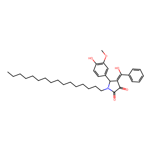 (4E)-1-hexadecyl-5-(4-hydroxy-3-methoxyphenyl)-4-[hydroxy(phenyl)methylidene]pyrrolidine-2,3-dione structure