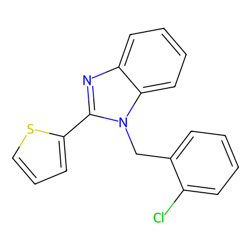 1H-Benzoimidazole, 1-(2-chlorobenzyl)-2-(thiophen-2-yl)- structure