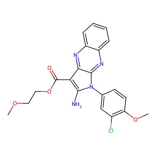 2-methoxyethyl 2-amino-1-(3-chloro-4-methoxyphenyl)-1H-pyrrolo[2,3-b]quinoxaline-3-carboxylate structure