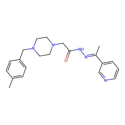 (E)-2-(4-(4-methylbenzyl)piperazin-1-yl)-N'-(1-(pyridin-3-yl)ethylidene)acetohydrazide structure