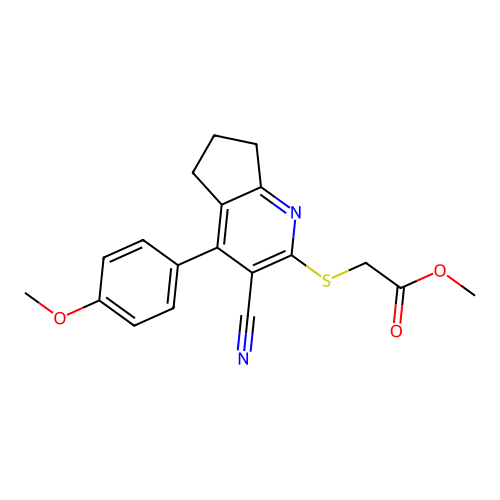 methyl {[3-cyano-4-(4-methoxyphenyl)-6,7-dihydro-5H-cyclopenta[b]pyridin-2-yl]sulfanyl}acetate structure