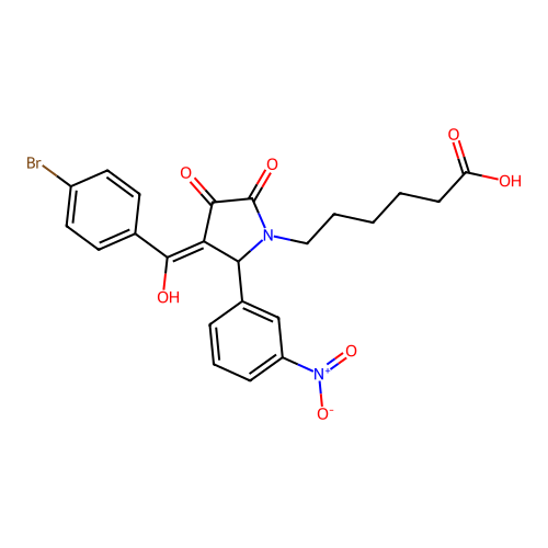 6-(3-(4-bromobenzoyl)-4-hydroxy-2-(3-nitrophenyl)-5-oxo-2,5-dihydro-1H-pyrrol-1-yl)hexanoic acid structure
