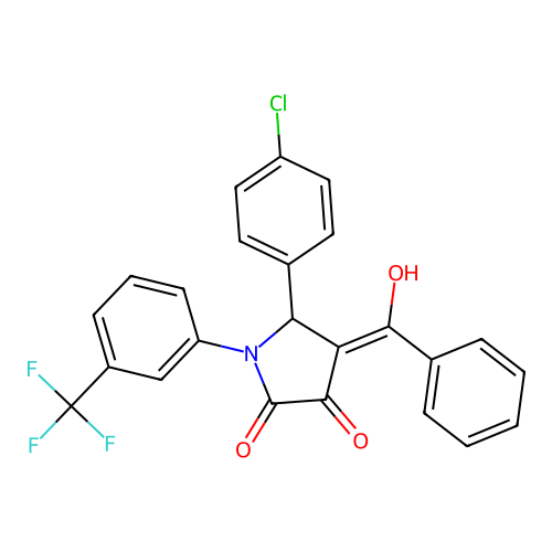 (4E)-5-(4-chlorophenyl)-4-[hydroxy(phenyl)methylidene]-1-[3-(trifluoromethyl)phenyl]pyrrolidine-2,3-dione structure