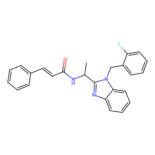 (2E)-N-{1-[1-(2-fluorobenzyl)-1H-benzimidazol-2-yl]ethyl}-3-phenylprop-2-enamide structure