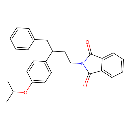 2-{4-phenyl-3-[4-(propan-2-yloxy)phenyl]butyl}-1H-isoindole-1,3(2H)-dione structure