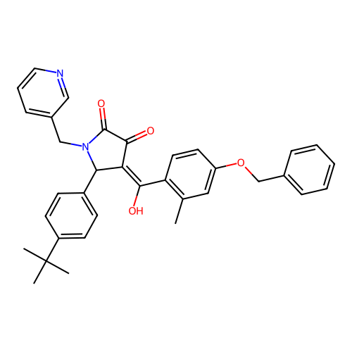 (4E)-5-(4-tert-butylphenyl)-4-[hydroxy-(2-methyl-4-phenylmethoxyphenyl)methylidene]-1-(pyridin-3-ylmethyl)pyrrolidine-2,3-dione structure