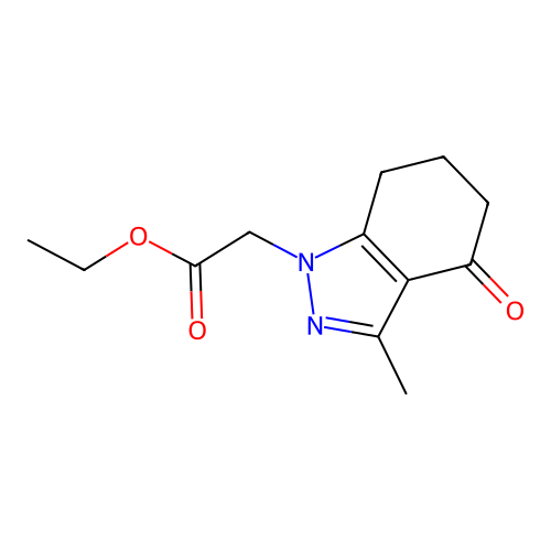 ethyl (3-methyl-4-oxo-4,5,6,7-tetrahydro-1H-indazol-1-yl)acetate structure