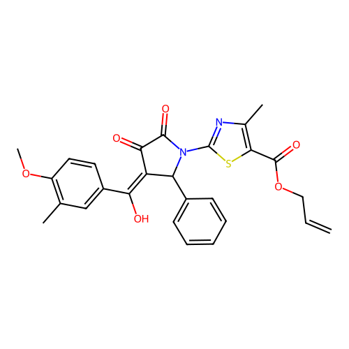 allyl 2-(3-hydroxy-4-(4-methoxy-3-methylbenzoyl)-2-oxo-5-phenyl-2,5-dihydro-1H-pyrrol-1-yl)-4-methylthiazole-5-carboxylate structure