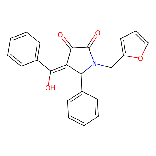 (4E)-1-(furan-2-ylmethyl)-4-[hydroxy(phenyl)methylidene]-5-phenylpyrrolidine-2,3-dione structure