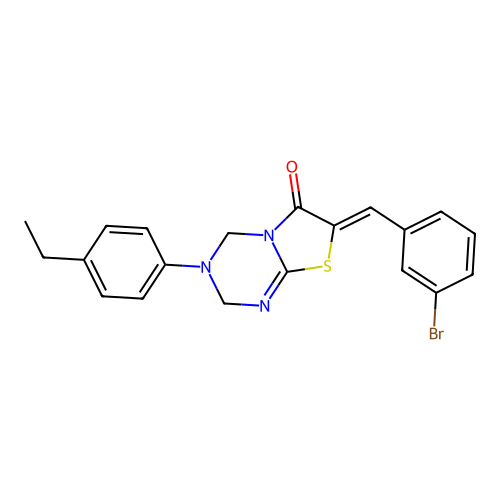 (7Z)-7-(3-bromobenzylidene)-3-(4-ethylphenyl)-3,4-dihydro-2H-[1,3]thiazolo[3,2-a][1,3,5]triazin-6(7H)-one structure