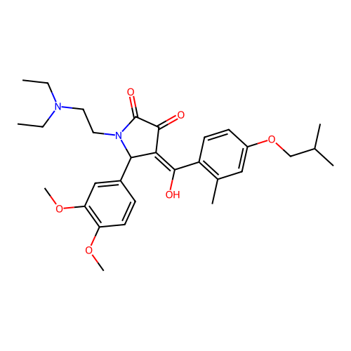 (4E)-1-(2-diethylaminoethyl)-5-(3,4-dimethoxyphenyl)-4-[hydroxy-[2-methyl-4-(2-methylpropoxy)phenyl]methylidene]pyrrolidine-2,3-dione structure