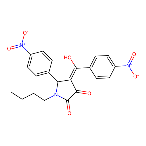 (4E)-1-butyl-4-[hydroxy(4-nitrophenyl)methylidene]-5-(4-nitrophenyl)pyrrolidine-2,3-dione structure
