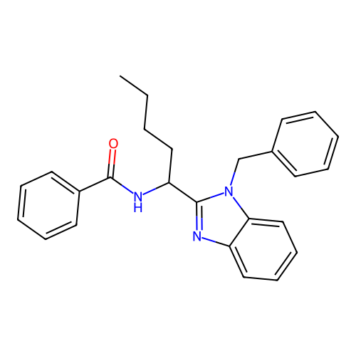 N-[1-(1-benzyl-1H-benzimidazol-2-yl)pentyl]benzamide structure