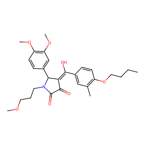 (4E)-4-[(4-butoxy-3-methylphenyl)(hydroxy)methylidene]-5-(3,4-dimethoxyphenyl)-1-(3-methoxypropyl)pyrrolidine-2,3-dione structure