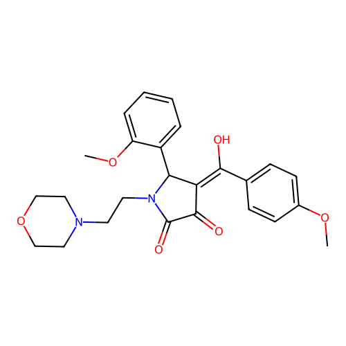 (4E)-4-[hydroxy-(4-methoxyphenyl)methylidene]-5-(2-methoxyphenyl)-1-(2-morpholin-4-ylethyl)pyrrolidine-2,3-dione structure