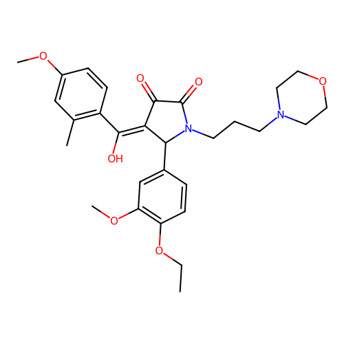 (4E)-5-(4-ethoxy-3-methoxyphenyl)-4-[hydroxy-(4-methoxy-2-methylphenyl)methylidene]-1-(3-morpholin-4-ylpropyl)pyrrolidine-2,3-dione structure