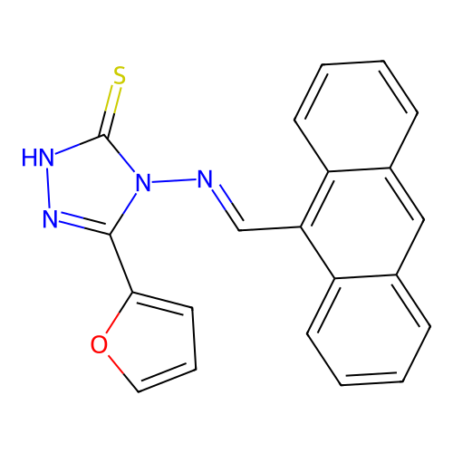 4-((9-Anthrylmethylene)amino)-5-(2-furyl)-4H-1,2,4-triazol-3-YL hydrosulfide structure