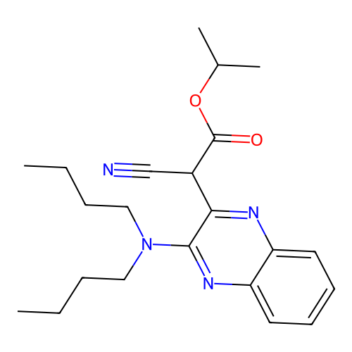 Propan-2-yl cyano[3-(dibutylamino)quinoxalin-2-yl]acetate structure