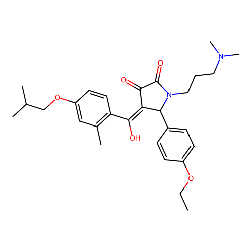 (4E)-1-[3-(dimethylamino)propyl]-5-(4-ethoxyphenyl)-4-[hydroxy-[2-methyl-4-(2-methylpropoxy)phenyl]methylidene]pyrrolidine-2,3-dione structure