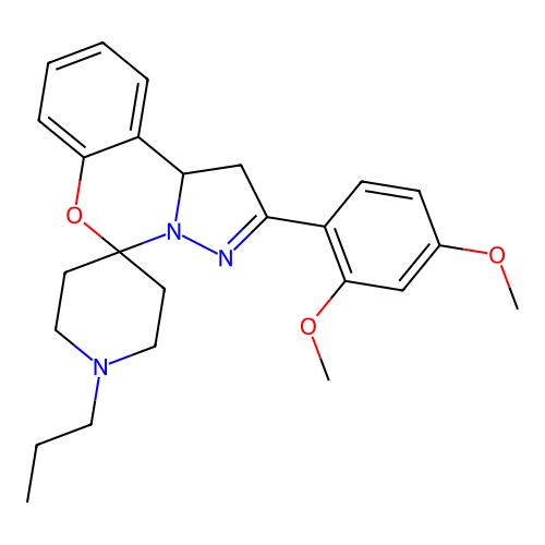 2'-(2,4-dimethoxyphenyl)-1-propyl-1',10b'-dihydrospiro[piperidine-4,5'-pyrazolo[1,5-c][1,3]benzoxazine] structure