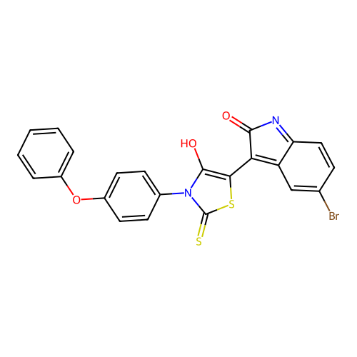 (Z)-5-(5-bromo-2-oxoindolin-3-ylidene)-3-(4-phenoxyphenyl)-2-thioxothiazolidin-4-one structure