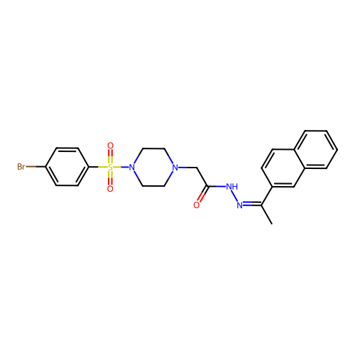(Z)-2-(4-((4-bromophenyl)sulfonyl)piperazin-1-yl)-N'-(1-(naphthalen-2-yl)ethylidene)acetohydrazide structure