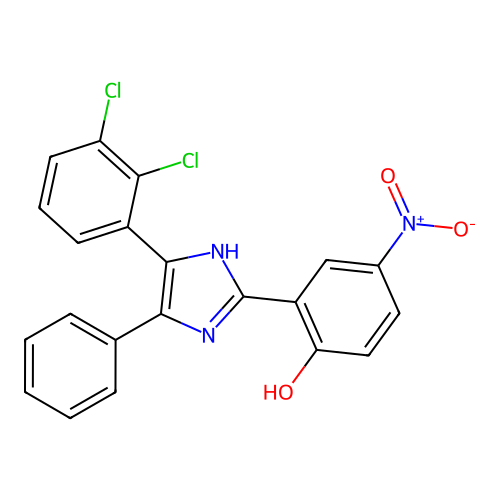 2-(4-(2,3-dichlorophenyl)-5-phenyl-1H-imidazol-2-yl)-4-nitrophenol structure