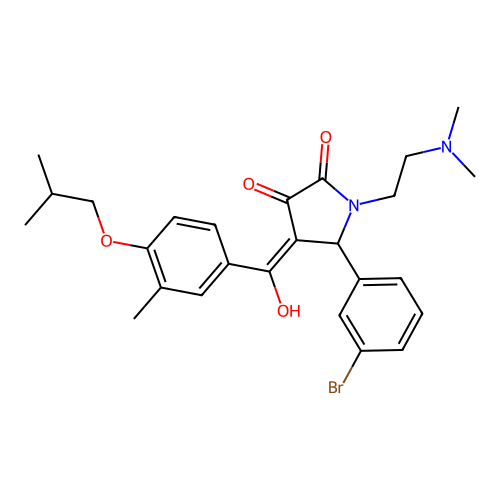 (4E)-5-(3-bromophenyl)-1-(2-dimethylaminoethyl)-4-[hydroxy-[3-methyl-4-(2-methylpropoxy)phenyl]methylidene]pyrrolidine-2,3-dione structure