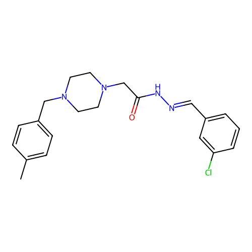 (E)-N'-(3-chlorobenzylidene)-2-(4-(4-methylbenzyl)piperazin-1-yl)acetohydrazide structure