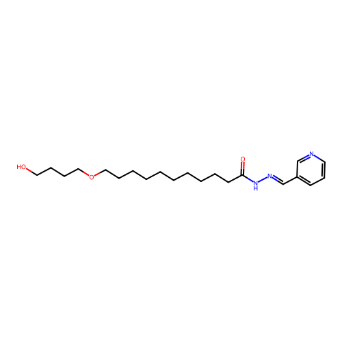 11-(4-hydroxybutoxy)-N'-[(E)-pyridin-3-ylmethylidene]undecanehydrazide structure