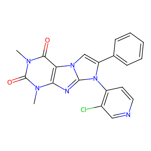 8-(3-chloropyridin-4-yl)-1,3-dimethyl-7-phenyl-1H-imidazo[2,1-f]purine-2,4(3H,8H)-dione structure
