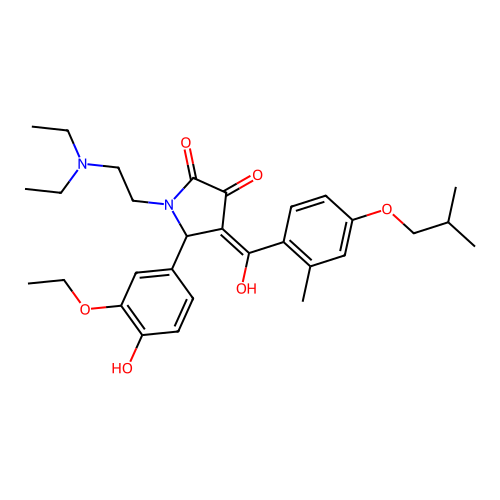 (4E)-1-(2-diethylaminoethyl)-5-(3-ethoxy-4-hydroxyphenyl)-4-[hydroxy-[2-methyl-4-(2-methylpropoxy)phenyl]methylidene]pyrrolidine-2,3-dione structure