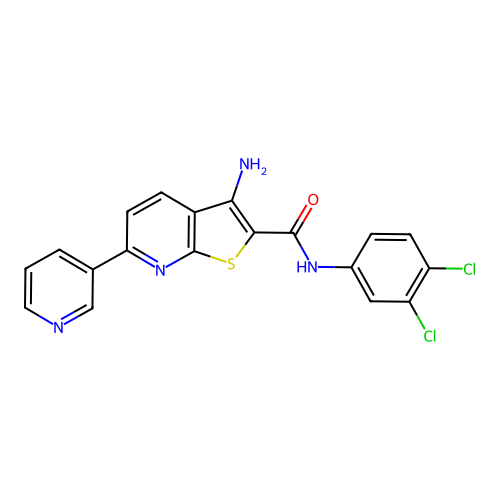 3-amino-N-(3,4-dichlorophenyl)-6-(pyridin-3-yl)thieno[2,3-b]pyridine-2-carboxamide structure