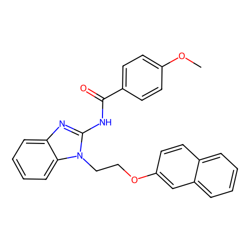 4-methoxy-N-{1-[2-(naphthalen-2-yloxy)ethyl]-1H-benzimidazol-2-yl}benzamide structure