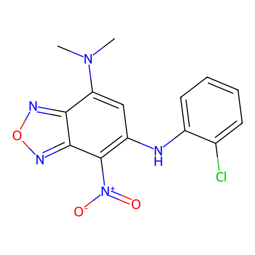 5-N-(2-chlorophenyl)-7-N,7-N-dimethyl-4-nitro-2,1,3-benzoxadiazole-5,7-diamine structure